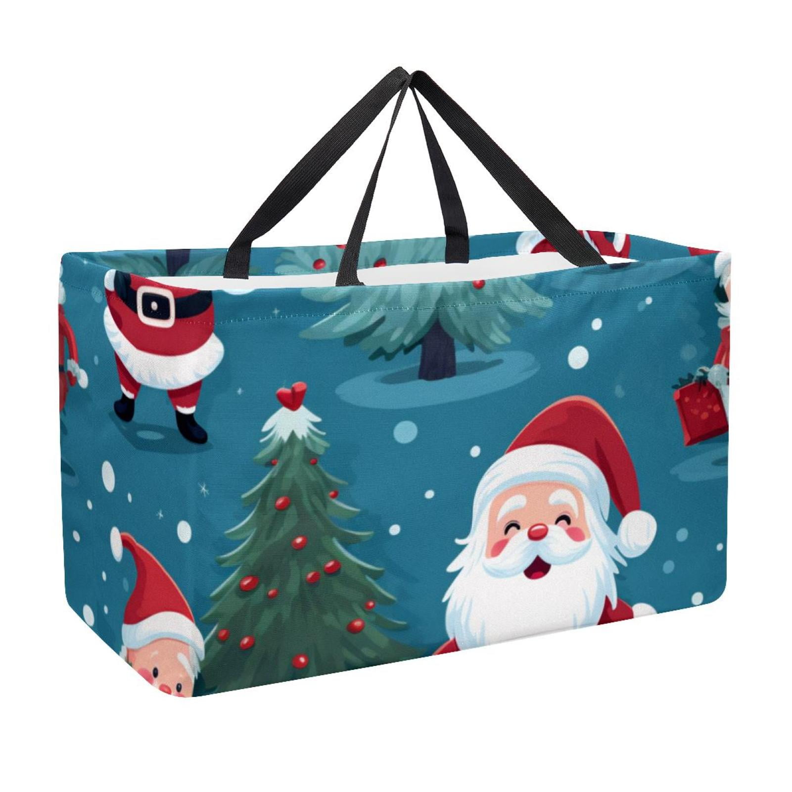 Reusable Grocery Bags Santa Claus Pattern Foldable Washable Large ...