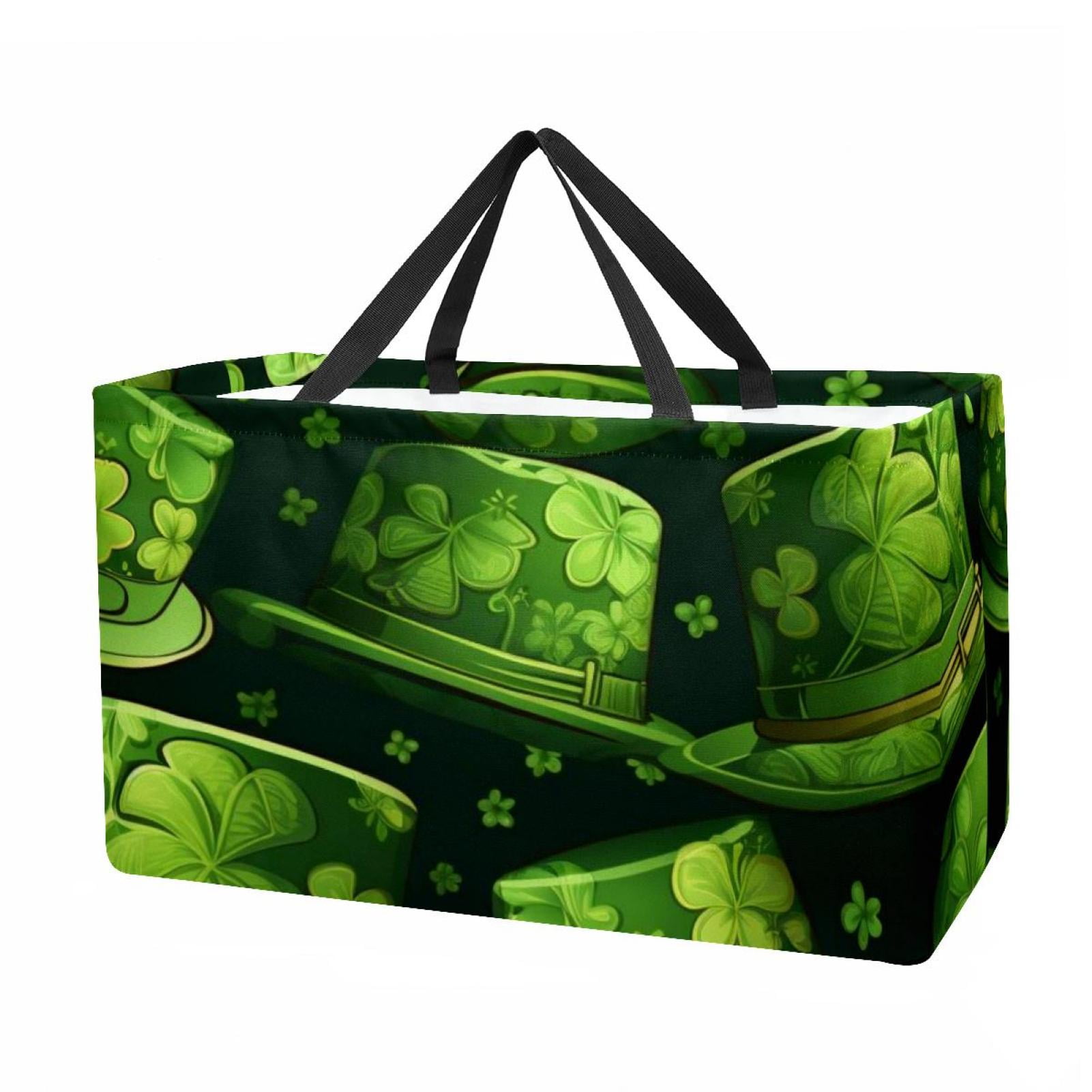 Reusable Grocery Bags St Patrick's Day Green Clover Foldable Washable ...