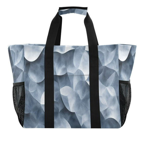 Reusable Grocery Bags with Handle Side Pocket Waterproof Shopping Portable Tote Elegant Wavy Geometric