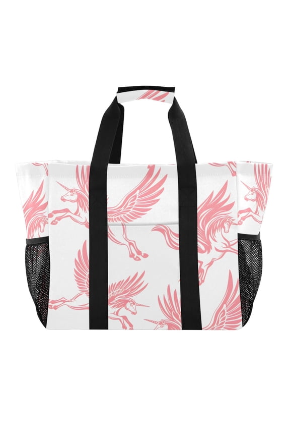 Reusable Grocery Bags with Handle Side Pocket Waterproof Shopping Portable Tote Pegasus Unicorn Fly