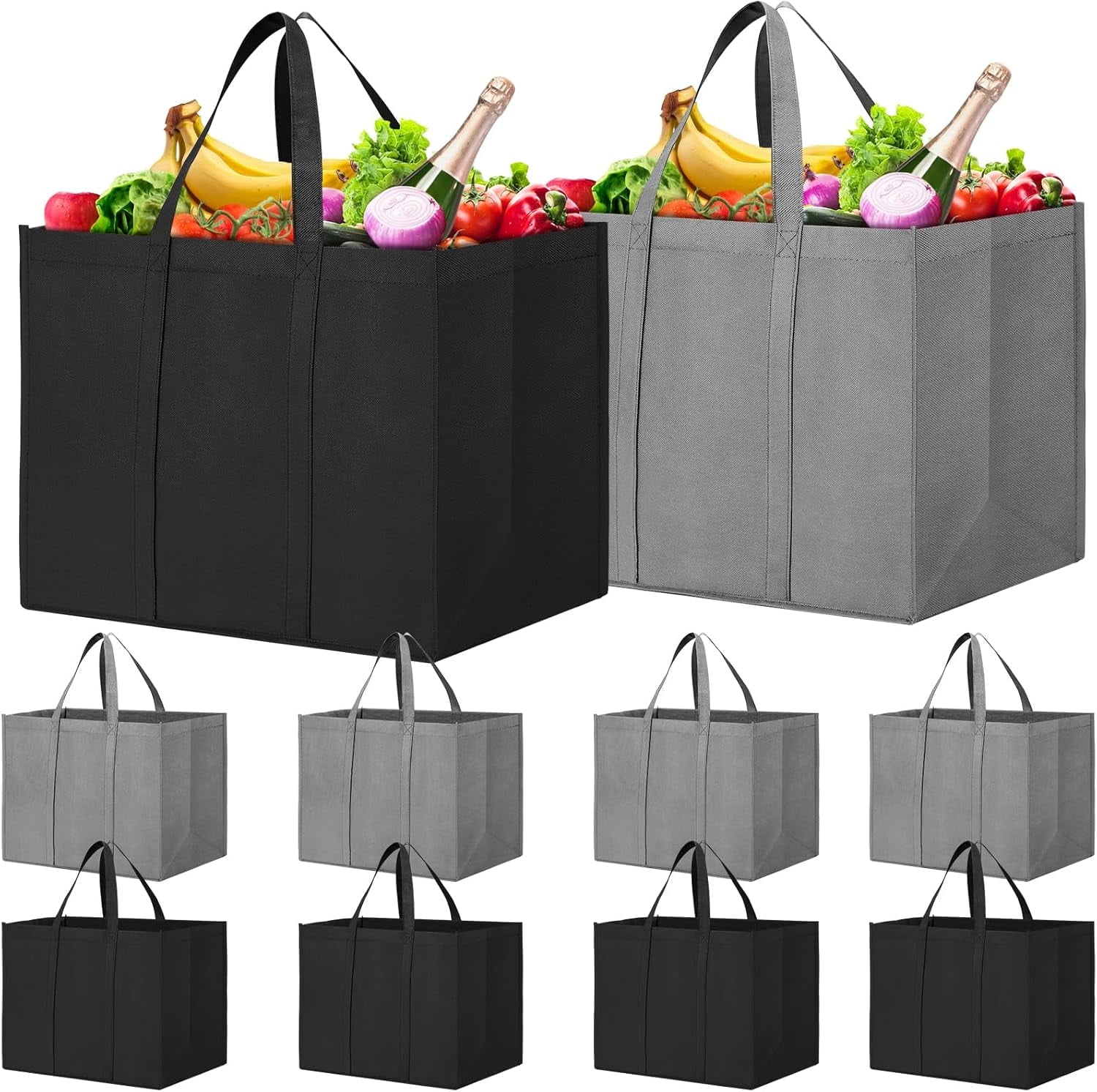 Reusable Grocery Shopping Bags 10 Pack Large Foldable Tote Bags