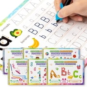 Reusable Grooved Handwriting Practice Copybooks for Kids, 6 Pack Magic Writing Workbooks with Pens and Refills