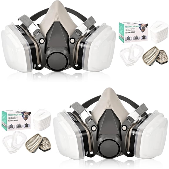 XINBTK Reusable Half Face Cover 6200 Respirator Mask, Gas Mask for for Painting, Woodworking, Construction, Sanding, Spraying, Chemicals(2 Set)