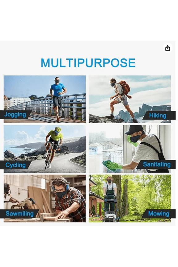 Reusable Half Face Cover Mask with Filter - Black | For Cycling & Outdoor Sports