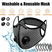 Reusable Half Face Mask with Carbon Filter, Adjustable Cycling Dust Mask with Dual Valves, Washable Outdoor Sports Face Cover