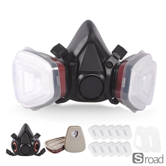 Reusable Half Face Respirator Mask, 6200 Series With Multi-Purpose Cartridges For Organic Vapor, Acid Gas, Ammonia & P100 Dust Protection - For Painting, Woodworking, Chemicals