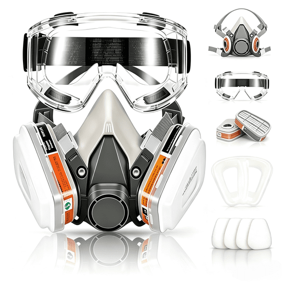 Reusable Half Facepiece Respirator paint mask, Paint Full Face Covering for Painting, Polishing, Spraying, Wood Sawing, Welding, Decoration, Construction