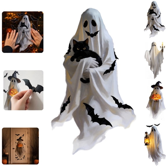 Reusable Halloween Ghost Decal For Mirror Halloween Window Clings Ghost Decorations Spooky Halloween Window Decor For Smooth Surfaces,D