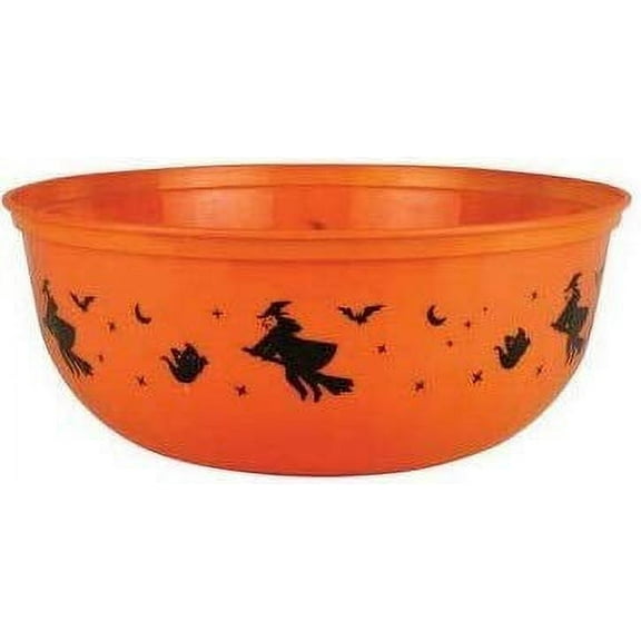 Reusable Halloween Party Plastic Serving Bowl Tableware (Pattern May Vary) (Orange)