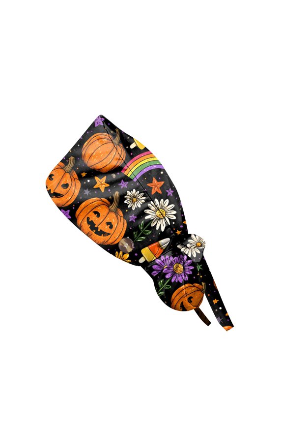 Reusable Halloween Print Medical Bouffant Scurbs Caps - Washable Head Cover for Healthcare Workers