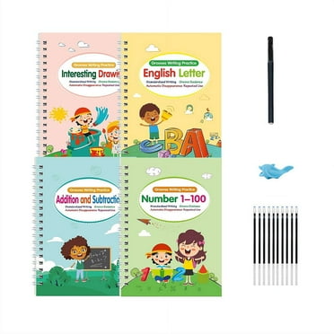 Reusable Handwriting Practice Workbook, Grooved Design for Better Grip, Ages 3-5, Fun Writing Activities to Improve Skills
