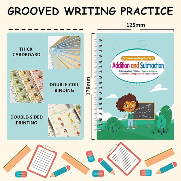 Reusable Handwriting Workbook Number Alphabet Tracing, Write And Wipe Practice Book For Early Learners (A*1+B*1+C*1+D*1)