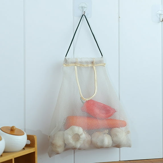 Reusable Hanging Mesh Produce Bags Breathable Vegetable & Fruit Storage Nets for Potatoes, Onions, Garlic,Wall Mount Kitchen Organizer | Durable Grocery Tote Bags for Home, RV Camping