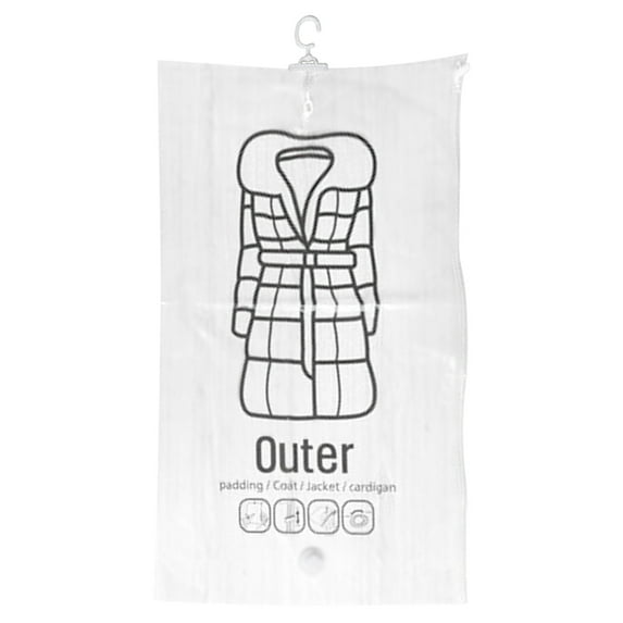 Hanging Vacuum Storage Bag - 26.38x43.31in Reusable Airtight Space Saver with Hook for Long Dresses Coats Down Jackets, Closet Organizer