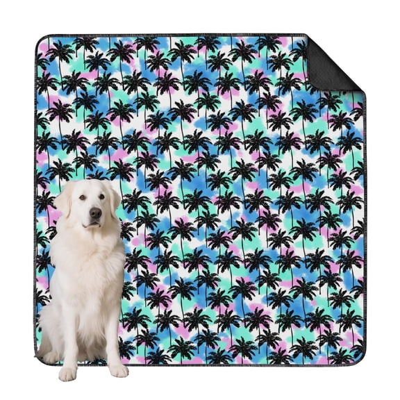 Reusable Hawaiian Leaf Dog Pee Pads, Machine Washable Absorbent Potty Pad with Secure Hold for Tiles (Hawaiian plant patterns, 72" x72")