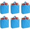 thumbnail image 1 of Reusable Heavy Duty 100% Cotton Canvas Grocery Bags | Pack of 6 | With Strong Handles Holds up to 50lbs | Eco Friendly | Large Size 14x14x7.5" - Turquoise, 1 of 7