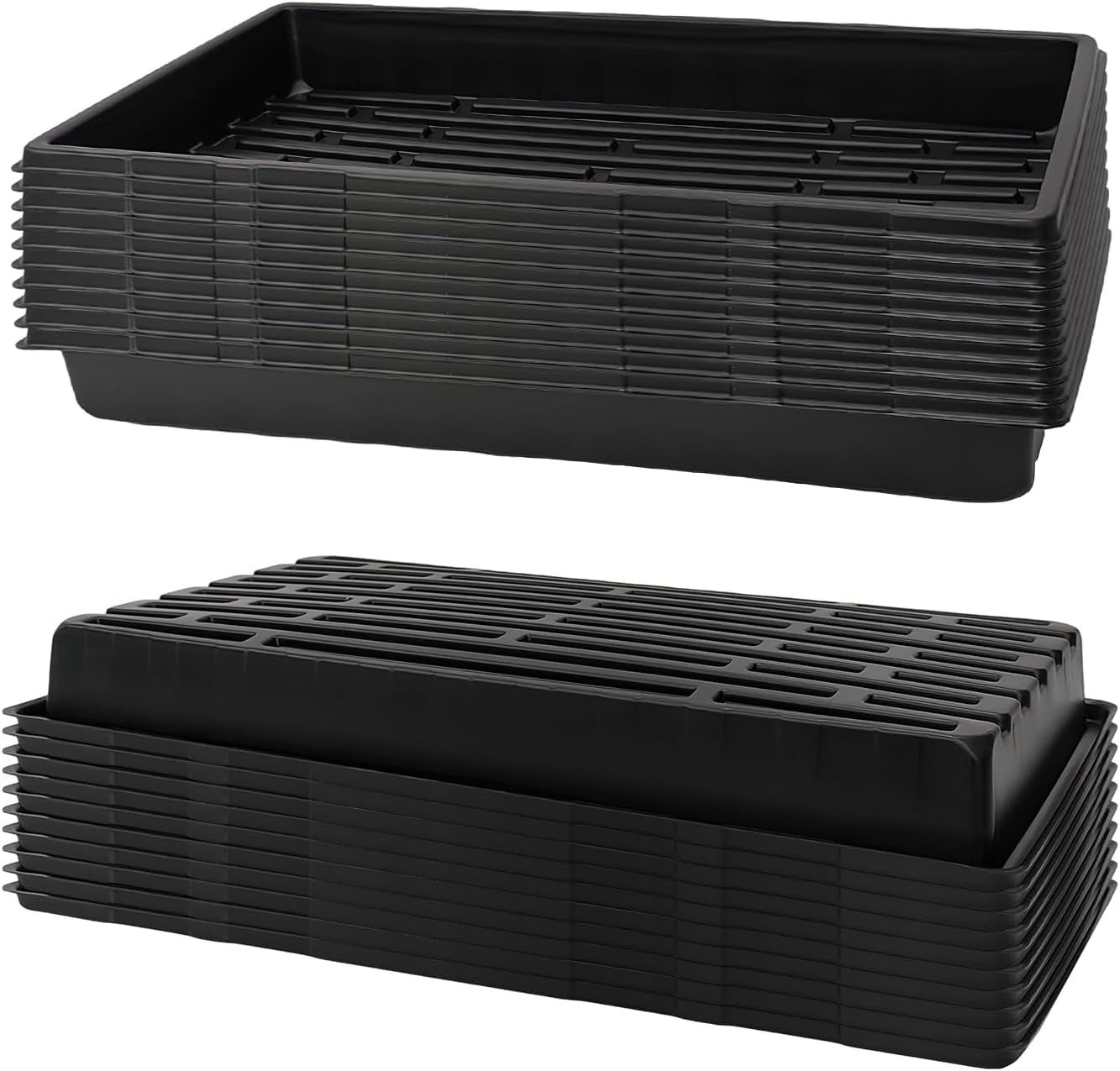 Reusable Heavy Duty Extra Thick Seed Starting Trays, 10 Pack No Holes Propagation Flats for Microgreens, Seedlings, Germination, Fodder and Transplant