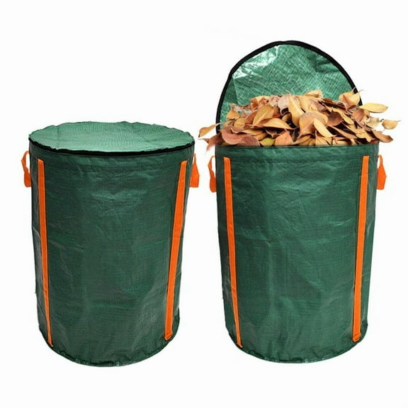 Reusable Heavy Duty Garden Leaf Bag with Lid | Yard Waste Collection & Storage Bag | Large Capacity Debris Bag with 4 Handles & Zippered Top