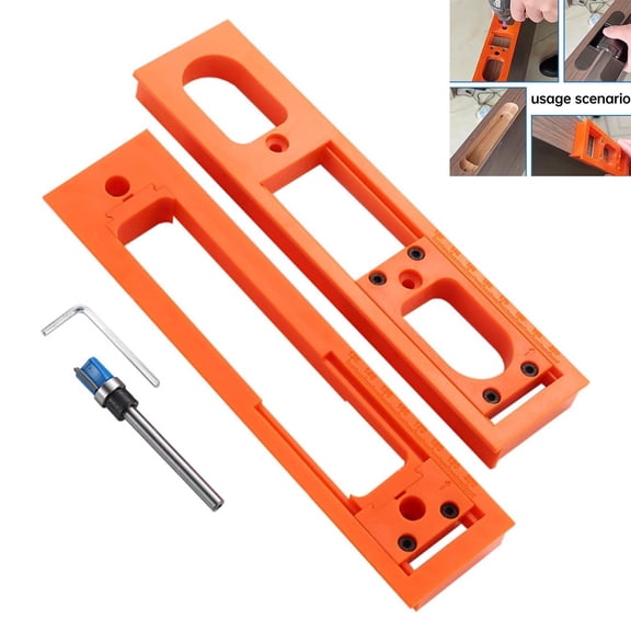 Reusable Hidden Hinge Jig ABS Template & Milling Cutters for Concealed Door Hinge Installation