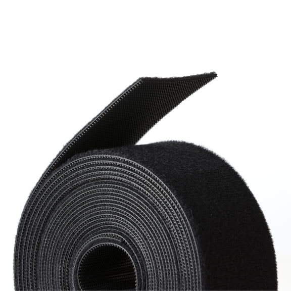 Reusable Hook & Loop Strong Grip Fastener Roll with Soft Touch Microfiber Velour 2" x 16' (2" Wide, 16 Feet Long) - Black