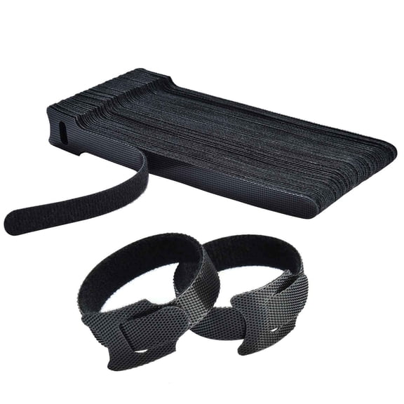 Reusable Hook and Loop Cable Ties 60 Pack - 6 Inch Self-Gripping Cord Organizers for Desk Wires, Computer Cables & Home Electronics