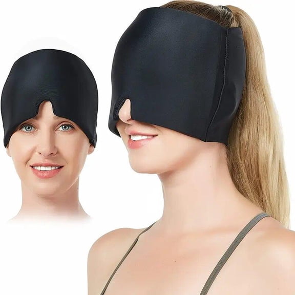 Reusable Hot Cold Gel Bead Head Wrap - Wearable Microwaveable & Freezable Ice Pack Cooling Hat, Stretchy Fit, Unisex