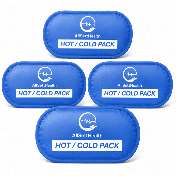 AllSett Health Reusable Gel Ice Packs for Injuries and Pain Relief, Hot Cold Pack, Flexible Reusable Compress, Gel Cold Pack, 10.5" x 5", 4 Pack