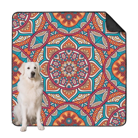 Reusable House Training Pads for Dogs, 72" x72" Beautiful Mandala, Heavy-Duty Washable Puppy Pads, Slip-Resistant Crate Mat Insert
