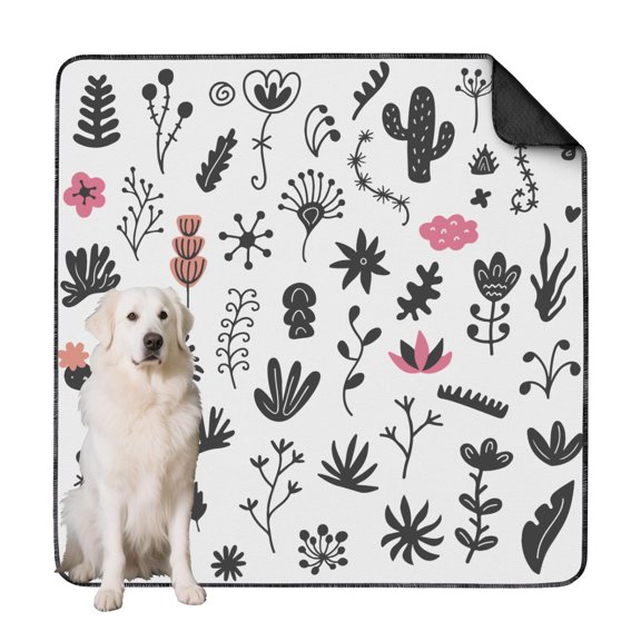 Reusable Housebreaking Pads for Pets, Features a Gripper Back and Soothing Plant Illustrations (Plant patterns, 72"x72")