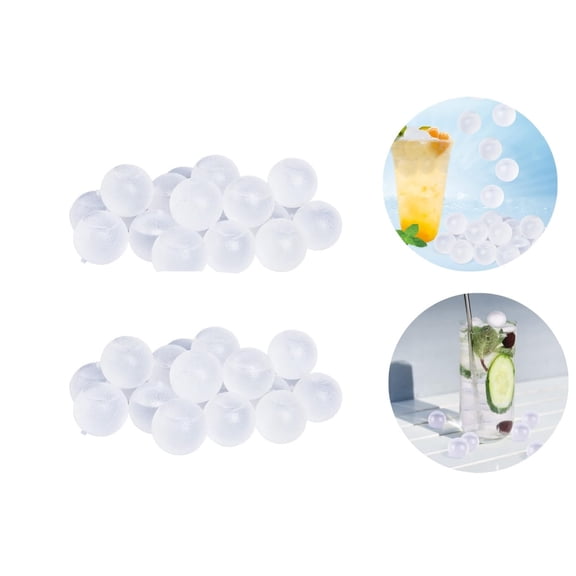 Reusable Ice Balls,QZS Plastic Ice Balls for Whiskey,Pack of 24 White 1In Round Shape Plastic ice Cube for Wine,Whiskey,Cocktails