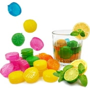 Reusable Ice Cube, 40Pcs Plastic Ice Cubes, Quick-Freeze Easy-to-Clean Refreezable Fake Ice Cubes for Making Cold Appealing Drinks, Lunch Bags, Coolers (Shape of Lemon Slices)