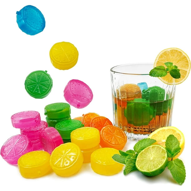 Reusable Refreezable Ice Cubes, 40Pcs Quick-Freeze Plastic Lemon