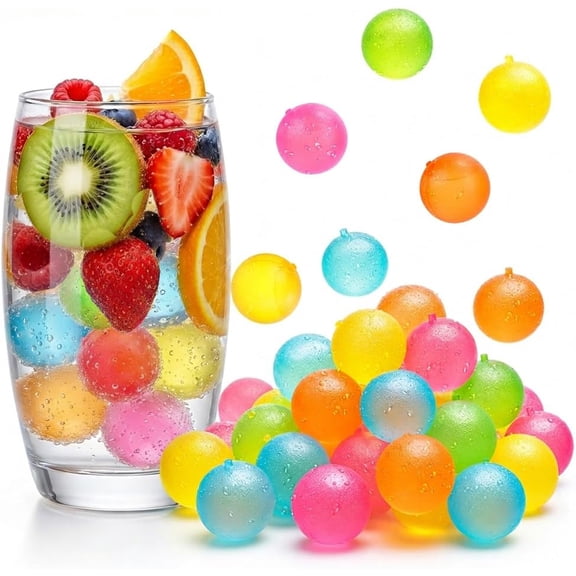 Reusable Ice Cubes, 20 Pack Plastic Ice Cubes for Drinks Without Diluting Colorful Round Shape Refreezable Ice Cubes for Cocktails Wine Whiskey Coffee