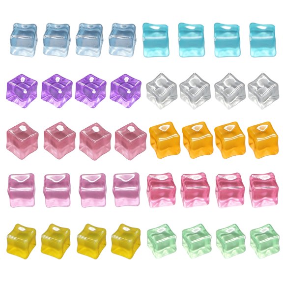 Reusable Ice Cubes, 40 Pack Acrylic Multicolor Plastic Ice Cubes for Drinks Coolers Party Decorations