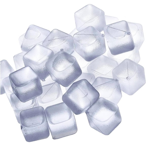 Reusable Ice Cubes for Drinks - Premium Plastic Ice Cubes to Cool Drinks without Diluting Pretty Good for Parties BPA Free Dishwasher Safe White Clear (30 Pcs)