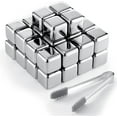 thumbnail image 1 of Reusable Ice Cubes Metal Ice Cube Stainless Steel Whiskey Ice Cube with Ice Tongs Metal Chilling Rocks for Drinks Whiskey Vodka Liqueurs Wine Not Solid (48 Pcs), 1 of 5