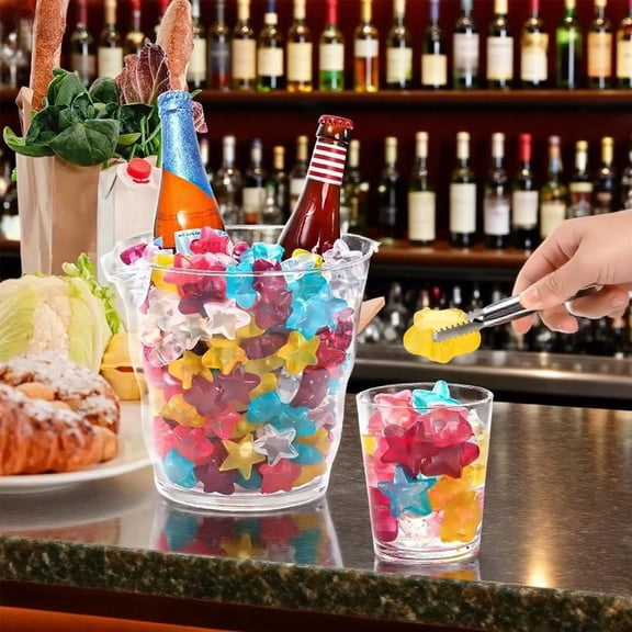 Reusable Ice Cubes with Clips, 24 Pcs Multi Shape Freezable Plastic Cubes for Summer Party Bar Decoration