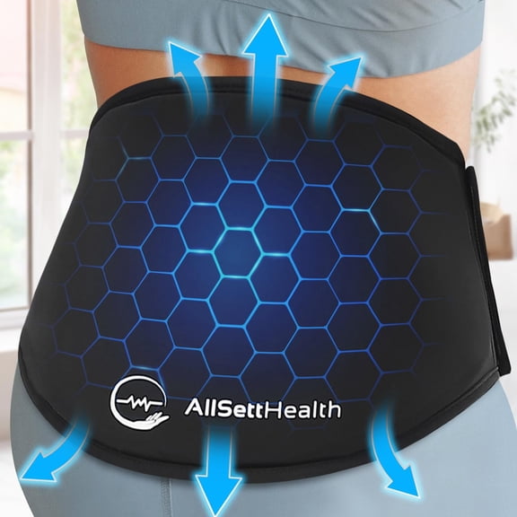 AllSett Health Back Brace Ice Pack, Adjustable Hot & Cold Wrap, Lower Back & Lumbar Relief