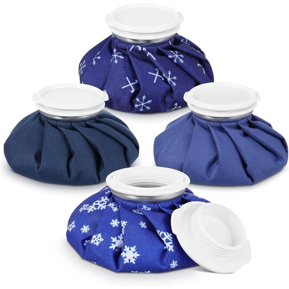 Reusable Ice Pack and Hot Water Bag for Fever and Pain 5.5 Inch Small Round Cold Compress Snowflake Winter Style 4 Pack