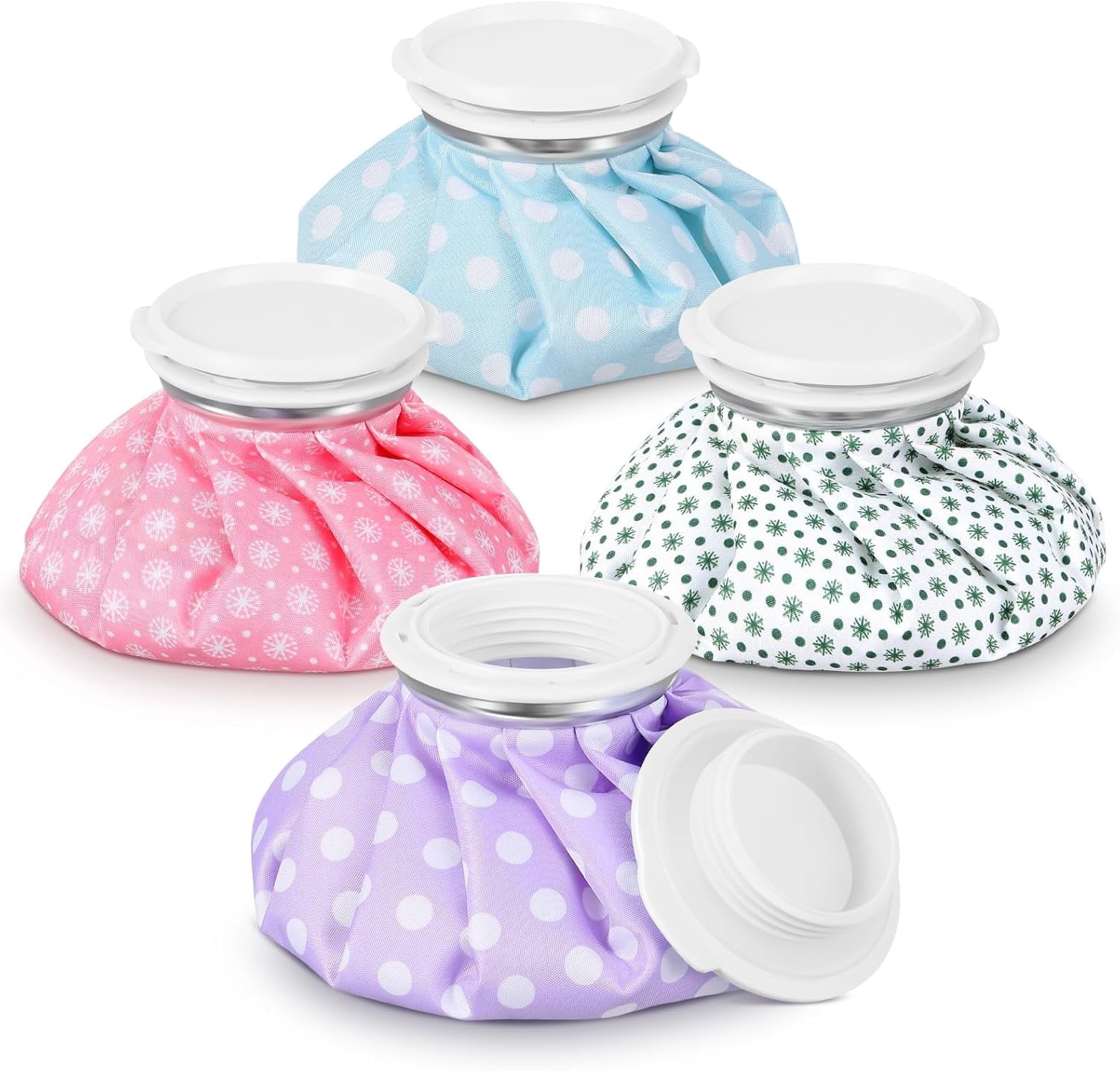 Reusable Ice Pack and Hot Water Bag for First Aid 5.5 Inch Small Round Cold Compress Polka Dot Pattern 4 Pack