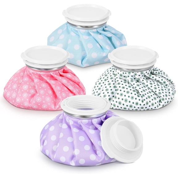 Reusable Ice Pack and Hot Water Bag for First Aid 5.5 Inch Small Round Cold Compress Polka Dot Pattern 4 Pack