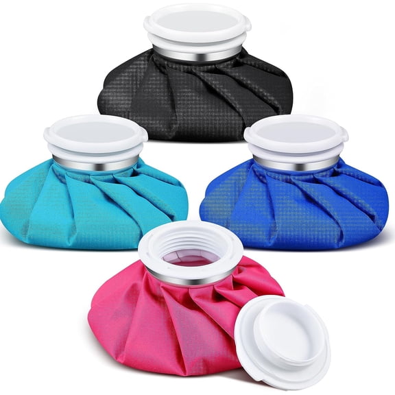 Reusable Ice Pack and Hot Water Bag for Sports Injuries 5.5 Inch Small Round Cold Compress Classic Solid Colors 4 Pack