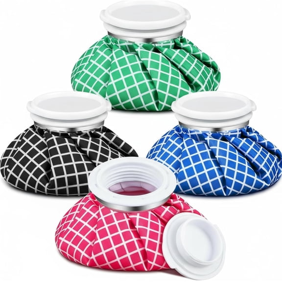 Reusable Ice Pack and Hot Water Bag for Swelling 5.5 Inch Small Round Cold Compress Cute Gingham Check Style 4 Pack