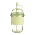 thumbnail image 1 of Reusable Iced Coffee Cup with Leakproof Silicone Lid and Straw, Tumbler with Dome Top Dust Cap, Grip Sleeve for Cold Drinks Bubble Tea, Home Office Travel Commute 430ml/14.5oz, 1 of 5