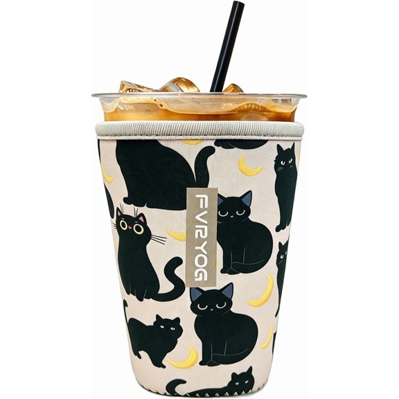 Reusable Iced Coffee Sleeve, Insulated Neoprene for Cold Drinks | Helps keep drinks cold longer and reduce condensation for drier hands, fewer drips, and a more comfortable grip