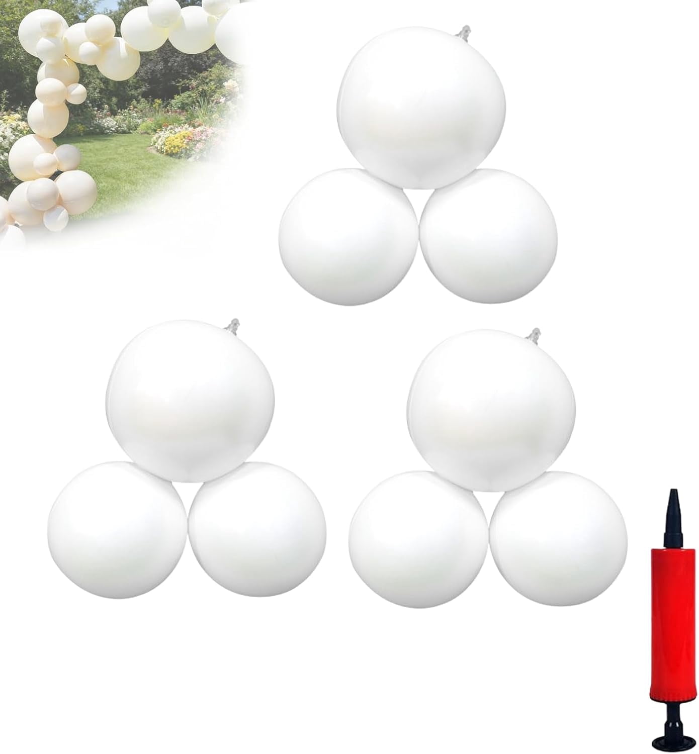 Reusable Inflatable Balloon Garland, 3/7 Cluster Reusable Inflatable Balloon Garland Arch Kit,Durable Pvc One-Piece Thickened Decorative Ball,Hanging Hole Design,For Birthdays,Weddings (White,A)