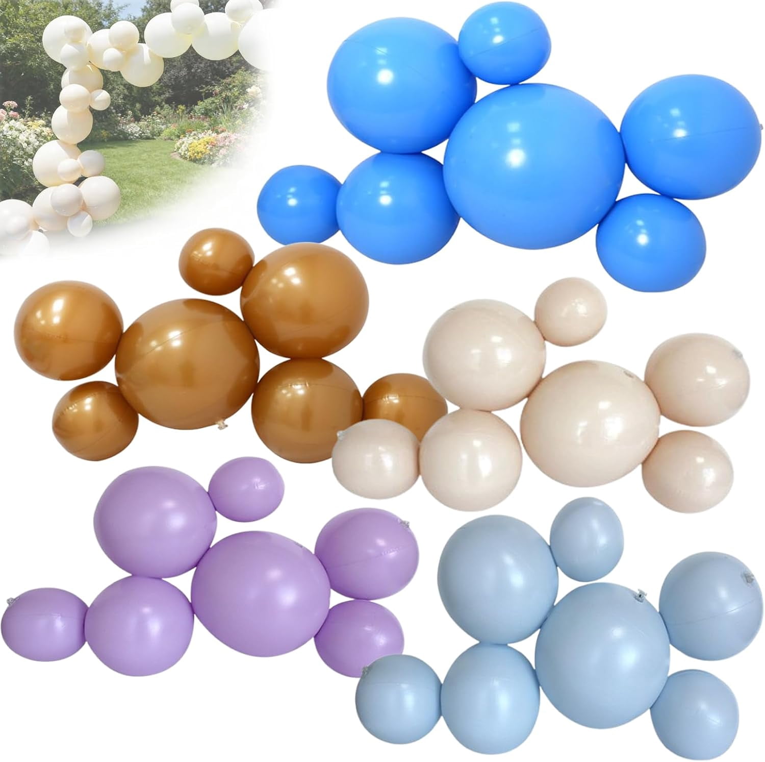 Reusable Inflatable Balloon Garland, 3/7 Cluster Reusable Inflatable Balloon Garland Arch Kit,Durable Pvc One-Piece Thickened Decorative Ball,Hanging Hole Design,For Birthdays,Weddings (5MIX,B)
