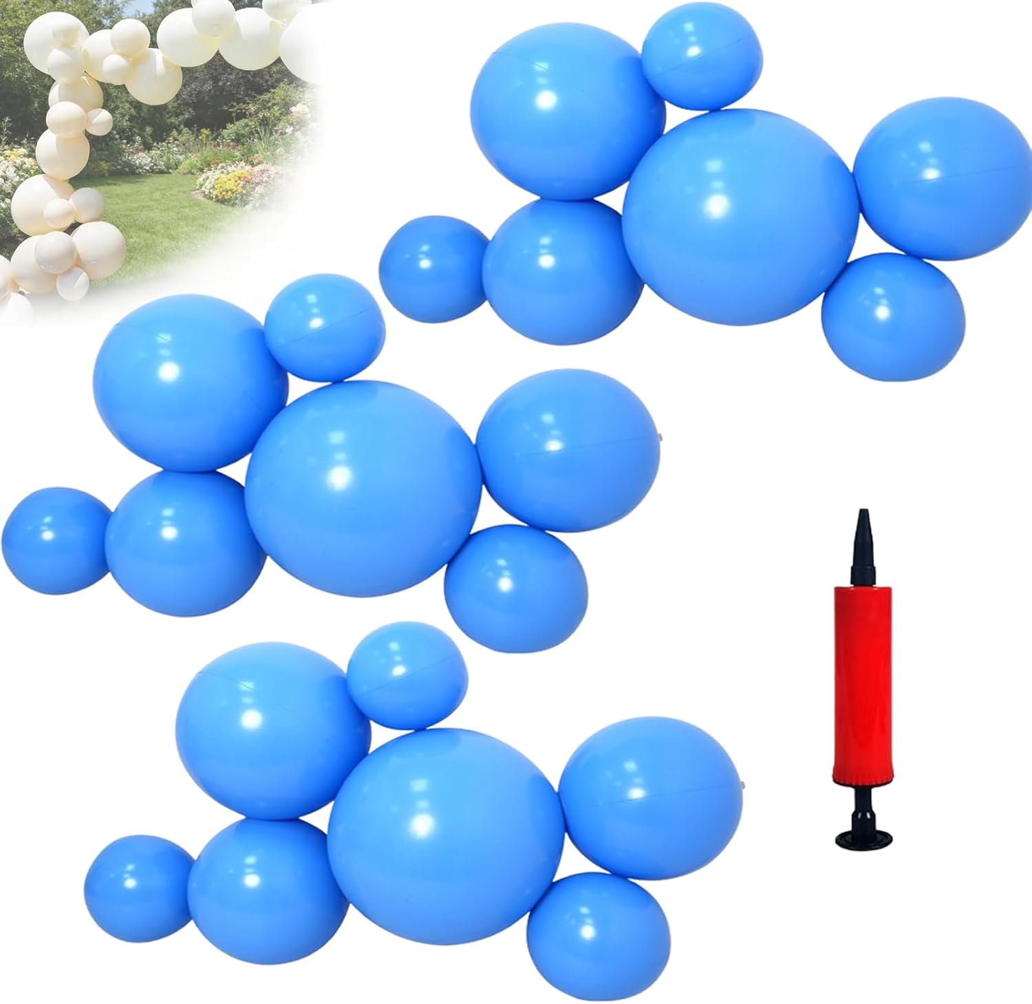 Reusable Inflatable Balloon Garland, 3/7 Cluster Reusable Inflatable Balloon Garland Arch Kit,Durable Pvc One-Piece Thickened Decorative Ball,Hanging Hole Design,For Birthdays,Weddings (Blue,B)