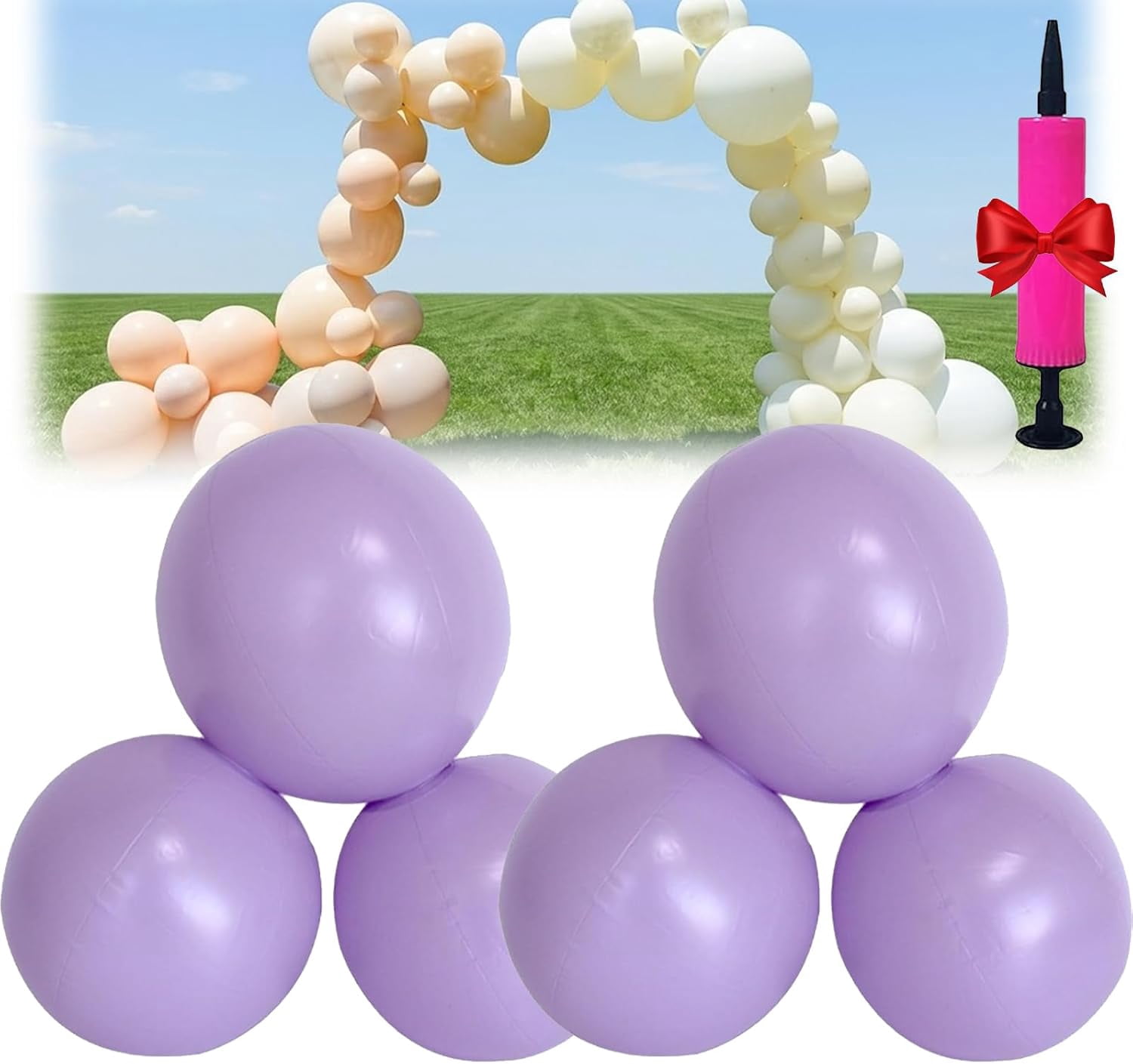 Reusable Inflatable Balloon Garland Arch Kit, 18ft 3/7 PCS Linked Pvc Balloons with Elastic Bands, Quick & Easy to Inflate and Set up for Weddings & Party (6PCS Purple)