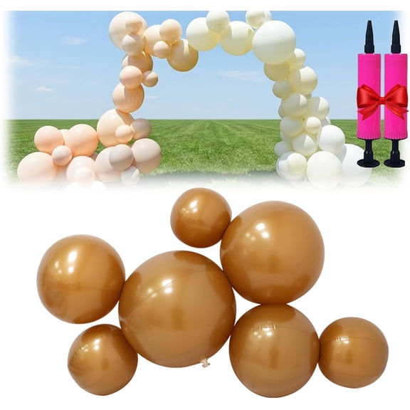 Reusable Inflatable Balloon Garland Arch Kit, 18ft 3/7 PCS Linked Pvc Balloons with Elastic Bands, Quick & Easy to Inflate and Set up for Weddings & Party (7PCS Brown)